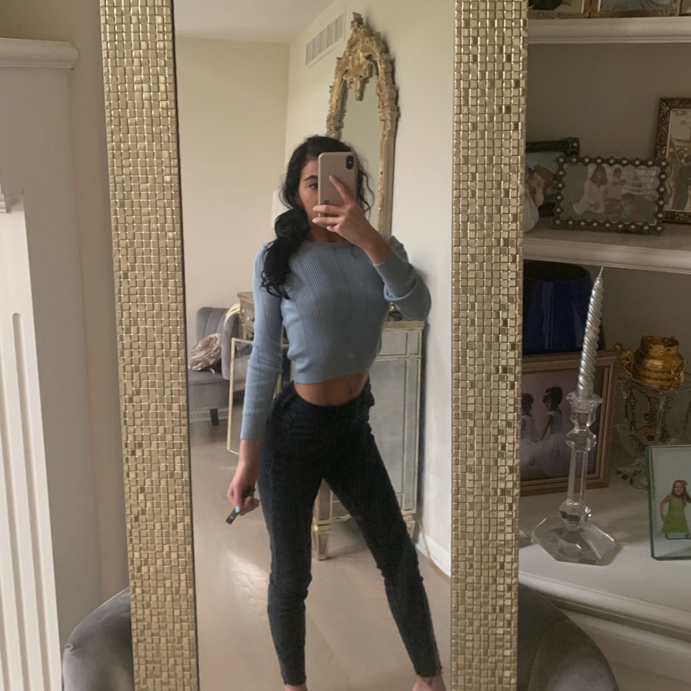 Top shop long sleeve knit crop top